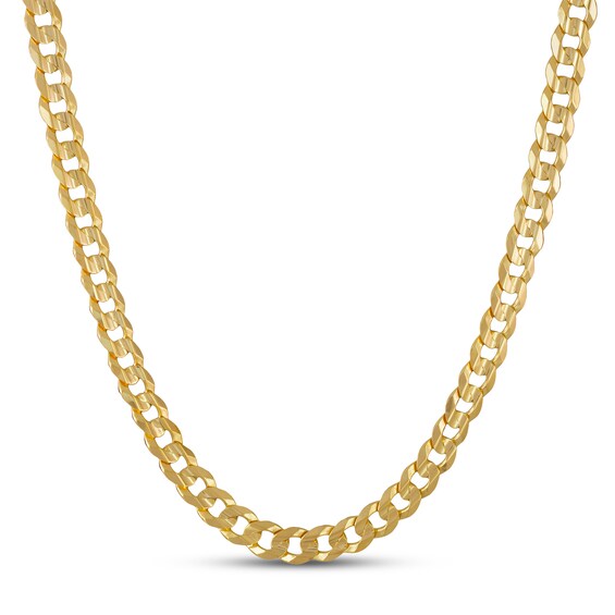 Previously Owned Italian Flat Curb Chain Necklace Solid 10K Yellow Gold 24"