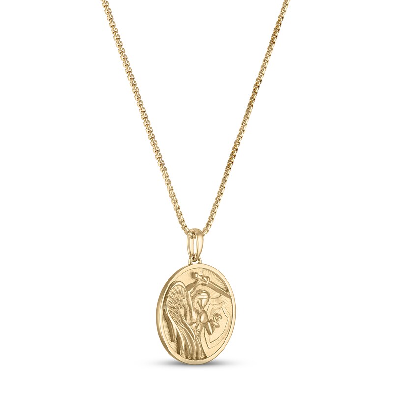 Main Image 1 of Previously Owned Angel Warrior Medallion Necklace 10K Yellow Gold 22"