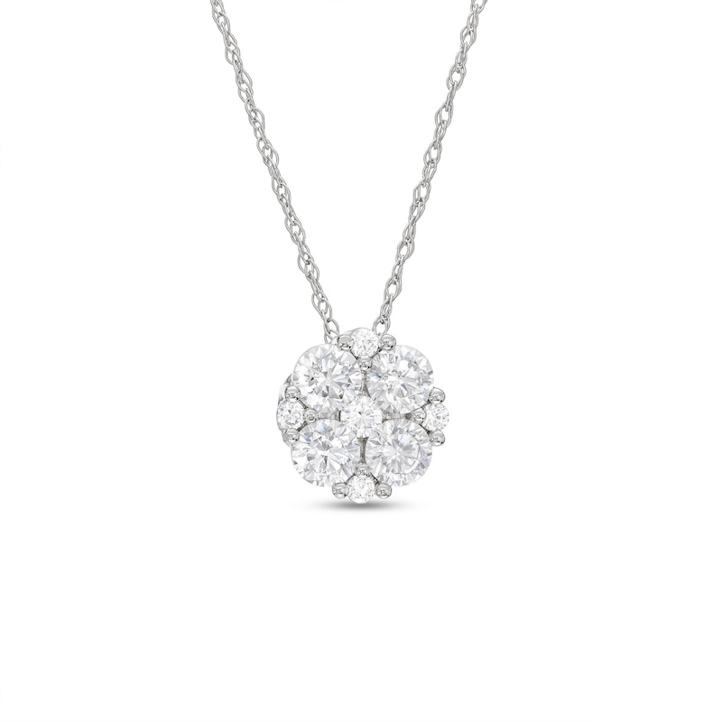 Main Image 1 of Previously Owned THE LEO Diamond Flower Necklace 5/8 ct tw 14K White Gold 19”