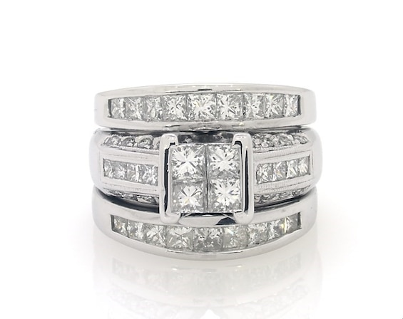 Previously Owned Princess-Cut Quad Diamond Bridal Set 2 ct tw 14K White Gold Size 5