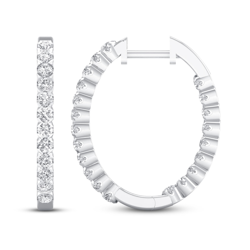 Main Image 1 of Previously Owned Lab-Grown Diamonds by KAY Hoop Earrings 1-1/2 ct tw 14K White Gold