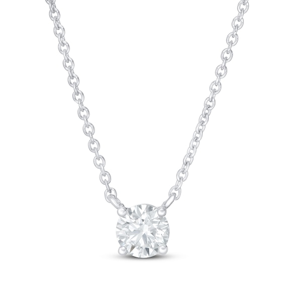 Previously Owned KAY Lab-Grown Diamonds Solitaire Necklace 1/2 ct tw 14K White Gold 19"