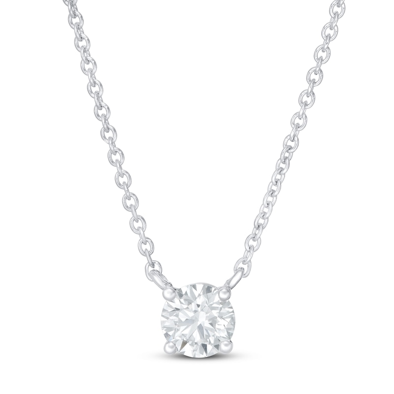 Main Image 1 of Previously Owned KAY Lab-Grown Diamonds Solitaire Necklace 1/2 ct tw 14K White Gold 19"