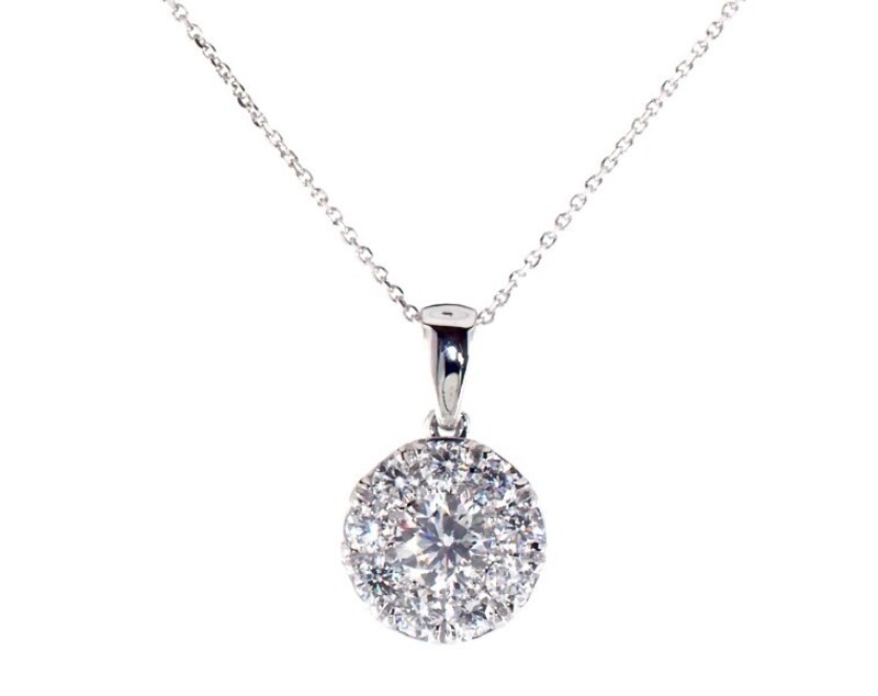 Main Image 1 of Previously Owned KAY Lab-Grown Diamonds Necklace 1-1/2 ct tw 14K White Gold 18"