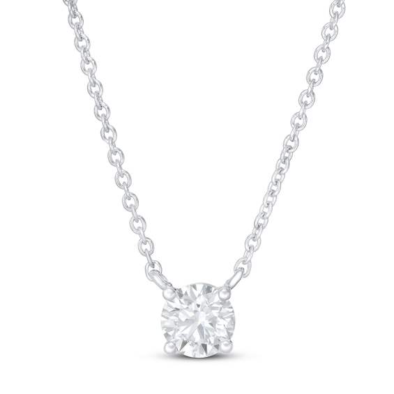 Previously Owned KAY Lab-Grown Diamonds Solitaire Necklace 1/2 ct tw 14K White Gold 18" (F/SI2)