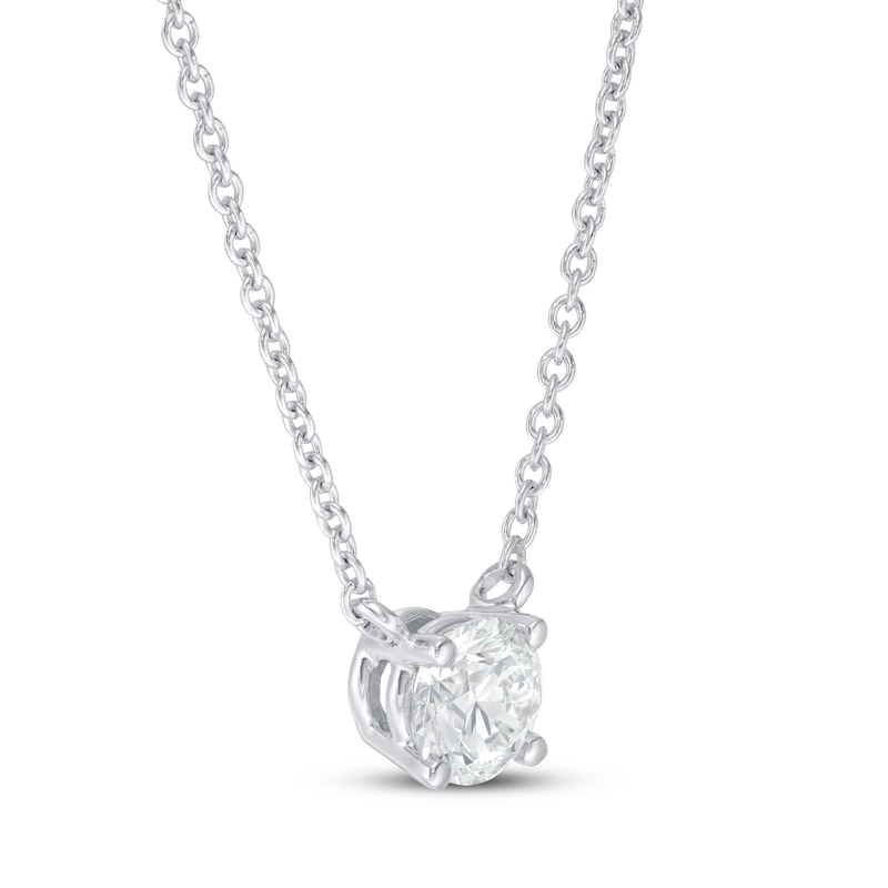 Main Image 2 of Previously Owned KAY Lab-Grown Diamonds Solitaire Necklace 1/2 ct tw 14K White Gold 18" (F/SI2)