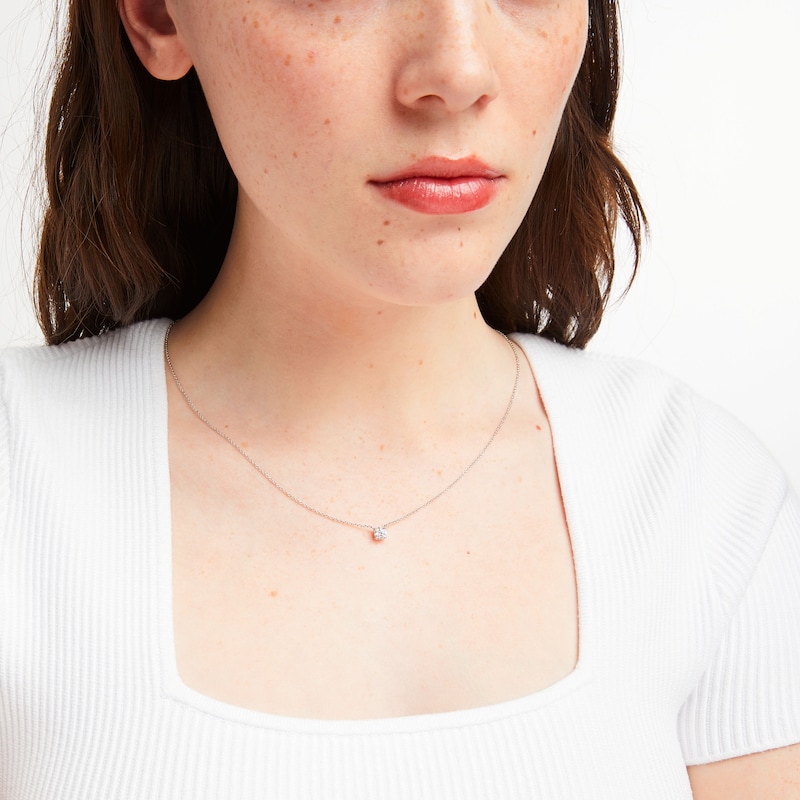 Main Image 4 of Previously Owned KAY Lab-Grown Diamonds Solitaire Necklace 1/2 ct tw 14K White Gold 18" (F/SI2)