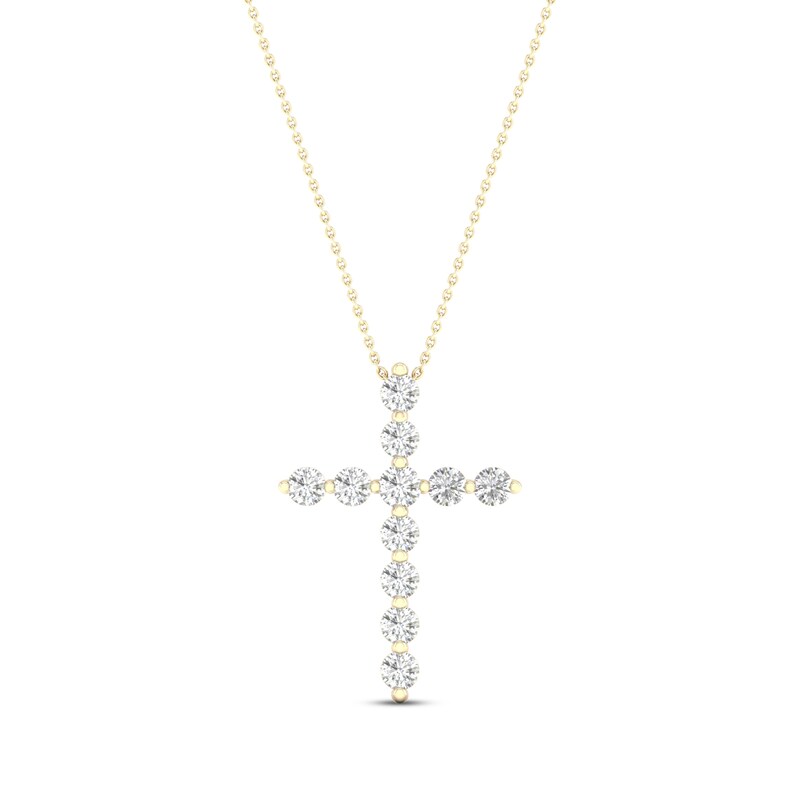 Main Image 1 of Previously Owned KAY Lab-Grown Diamonds Cross Necklace 1/2 ct tw 14K Yellow Gold 18"
