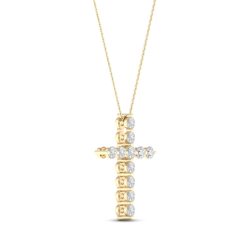 Main Image 2 of Previously Owned KAY Lab-Grown Diamonds Cross Necklace 1/2 ct tw 14K Yellow Gold 18"
