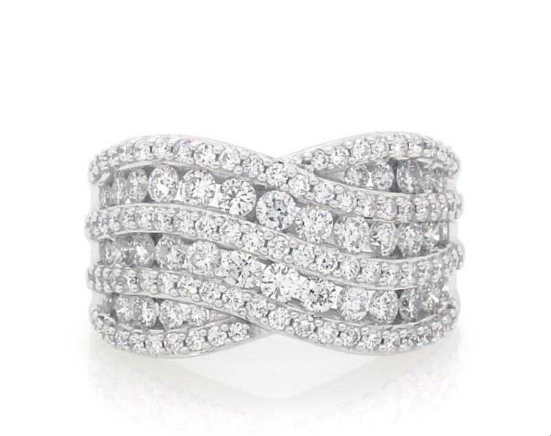 Main Image 1 of Previously Owned KAY Lab-Grown Diamonds Multi-Row Diamond Ring 2 ct tw 14K White Gold Size 7