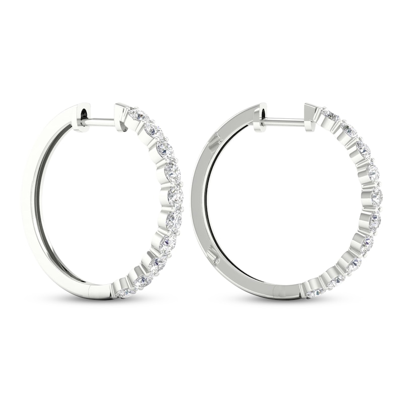 Main Image 4 of Previously Owned KAY Lab-Grown Diamonds Hoop Earrings 2 ct tw 14K White Gold