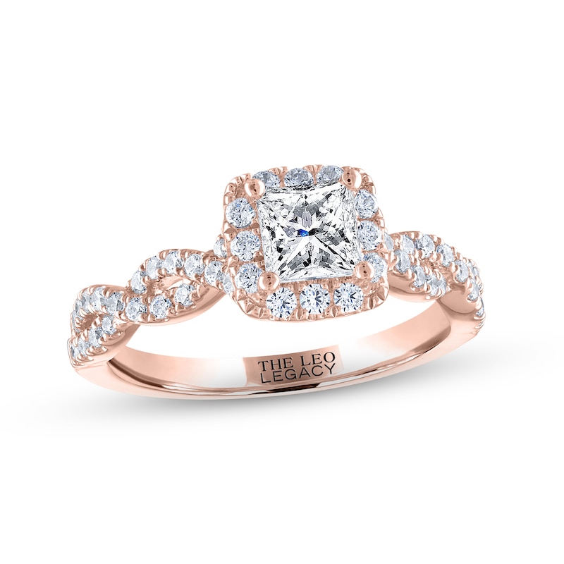 Main Image 1 of Previously Owned THE LEO Legacy Lab-Grown Diamond Princess-Cut Engagement Ring 1-1/6 ct tw 14K Rose Gold Size 8