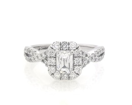 Previously Owned THE LEO Legacy Lab-Grown Diamond Emerald-Cut Engagement Ring 7/8 ct tw 14K White Gold