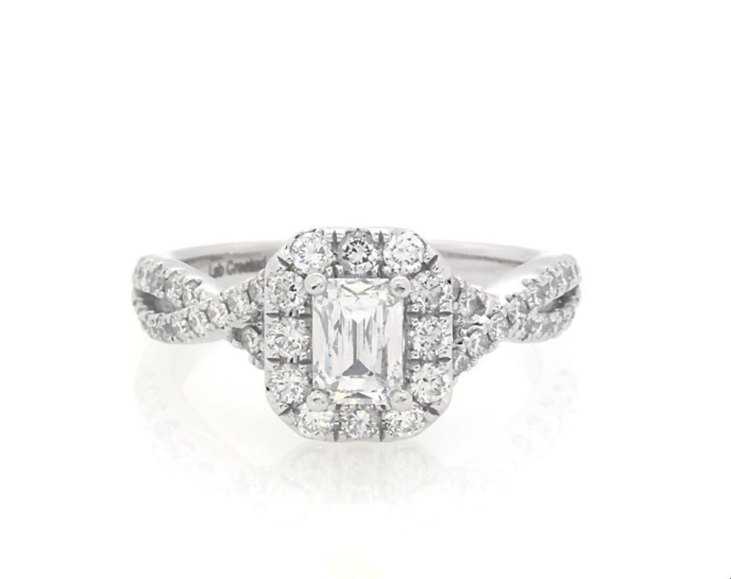 Main Image 1 of Previously Owned THE LEO Legacy Lab-Grown Diamond Emerald-Cut Engagement Ring 7/8 ct tw 14K White Gold