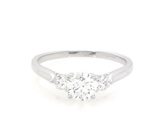 Previously Owned Lab-Grown Diamonds Three-Stone Engagement Ring 1 ct tw 14K White Gold