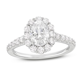Previously Owned Lab-Grown Diamonds Oval-Cut Engagement Ring 1-3/4 ct tw 14K White Gold