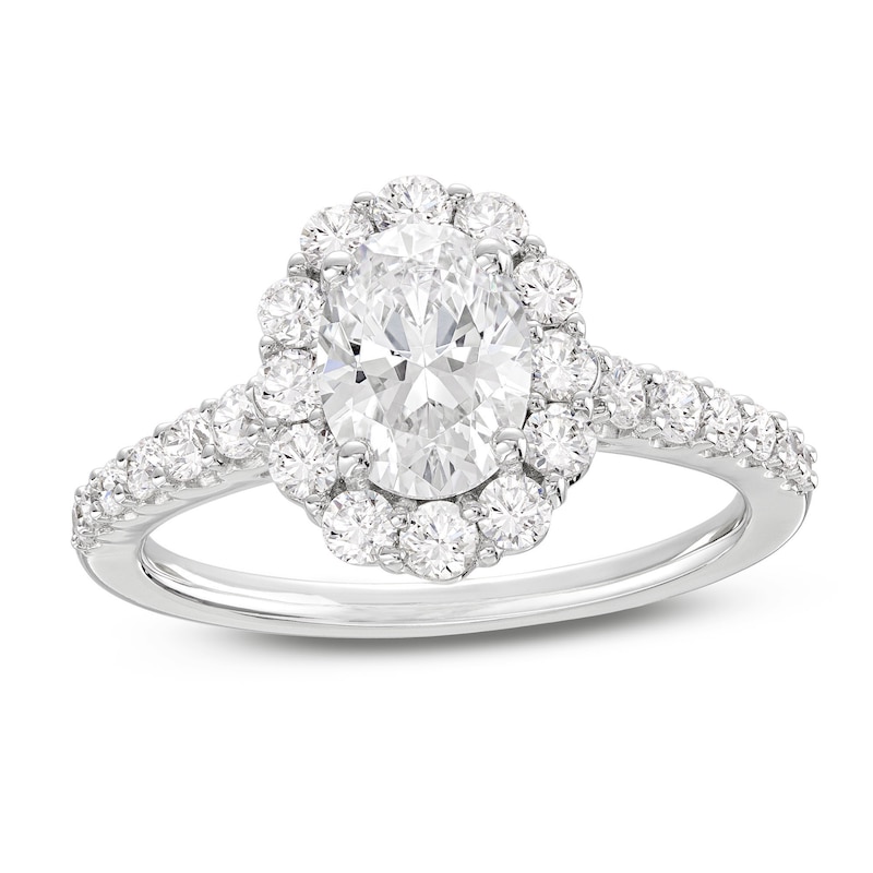 Main Image 1 of Previously Owned Lab-Grown Diamonds Oval-Cut Engagement Ring 1-3/4 ct tw 14K White Gold