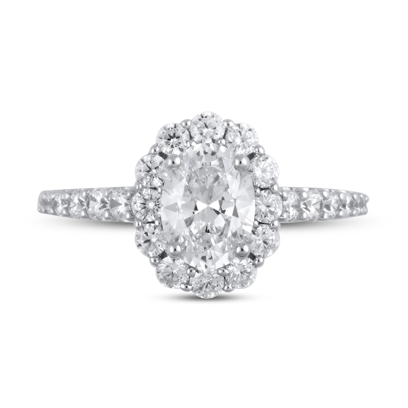 Main Image 3 of Previously Owned Lab-Grown Diamonds Oval-Cut Engagement Ring 1-3/4 ct tw 14K White Gold