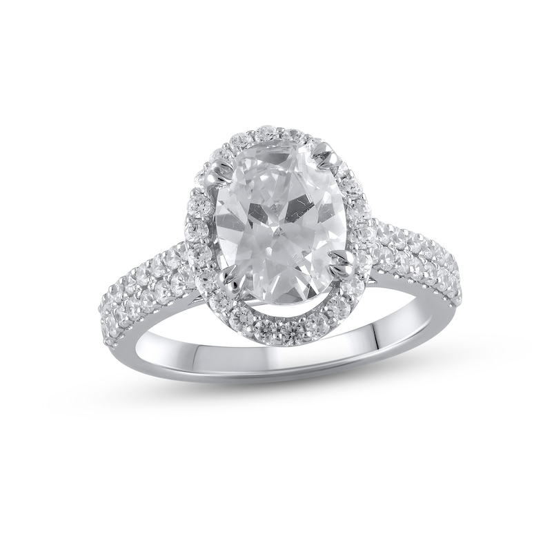 Main Image 1 of Previously Owned Lab-Grown Diamonds Oval-Cut Engagement Ring 2-1/2 ct tw 14K White Gold