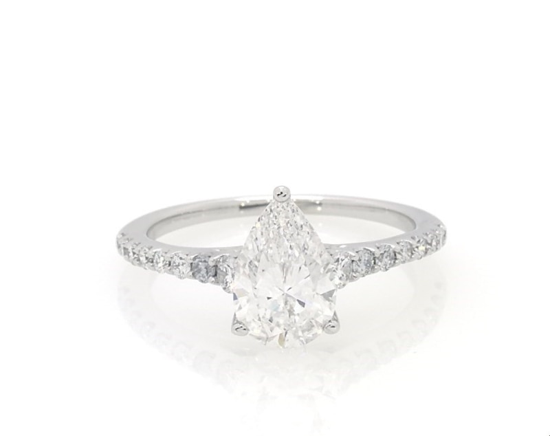Main Image 1 of Previously Owned Lab-Grown Diamonds Pear-Shaped Engagement Ring 1-1/5 ct tw 14K White Gold