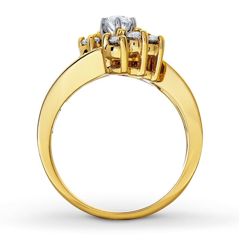 Main Image 2 of Previously Owned Marquise-Cut Diamond Bridal Set 1-1/2 ct tw 14K Yellow Gold Size 7.5