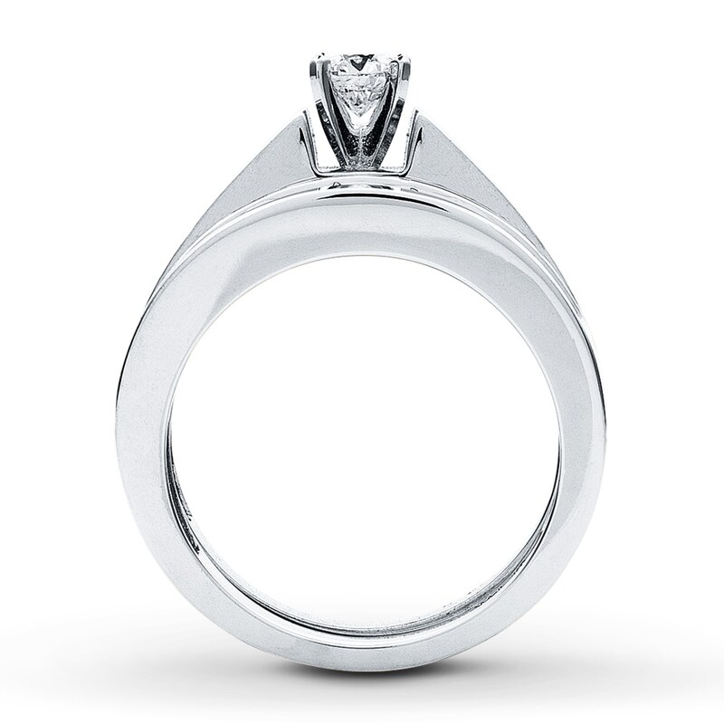 Main Image 2 of Previously Owned Diamond Bridal Set 1/2 ct tw Round-Cut 14K White Gold Size 8.25