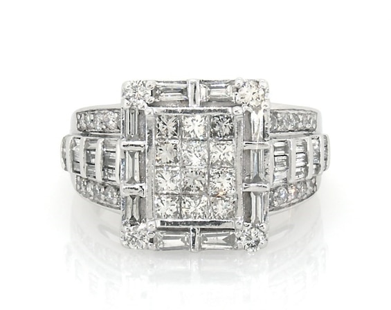 Previously Owned Multi-Diamond Halo Engagement Ring 2 ct tw 14K White Gold Size 7
