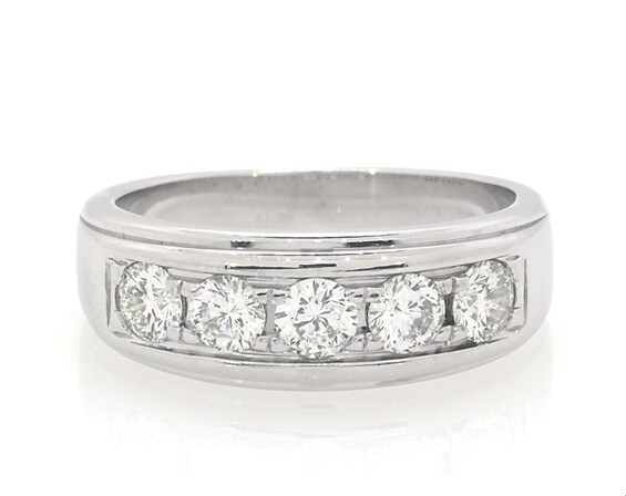 Previously Owned THE LEO Diamond Men's Wedding Band 1 ct tw 14K White Gold Size 10