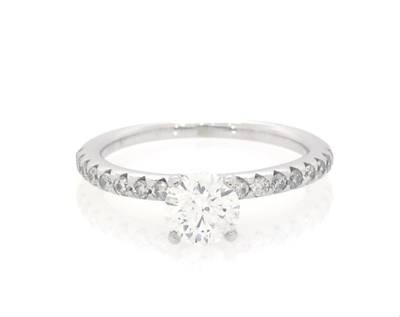 Main Image 1 of Previously Owned Round-Cut Diamond Engagement Ring 3/4 ct tw 14K White Gold Size 7