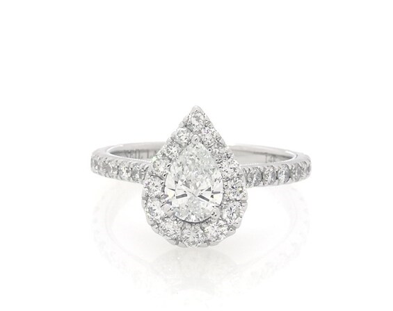 Previously Owned Neil Lane Pear-Shaped Diamond Halo Engagement Ring 1 ct tw 14K White Gold 4.5