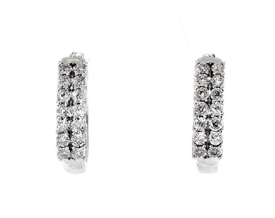 Previously Owned Diamond Hoop Earrings 1/4 ct tw Round-cut 10K White Gold