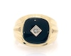 Thumbnail Image 1 of Previously Owned Men's Cushion-Cut Black Onyx & Diamond Accent Signet Ring 14K Yellow Gold