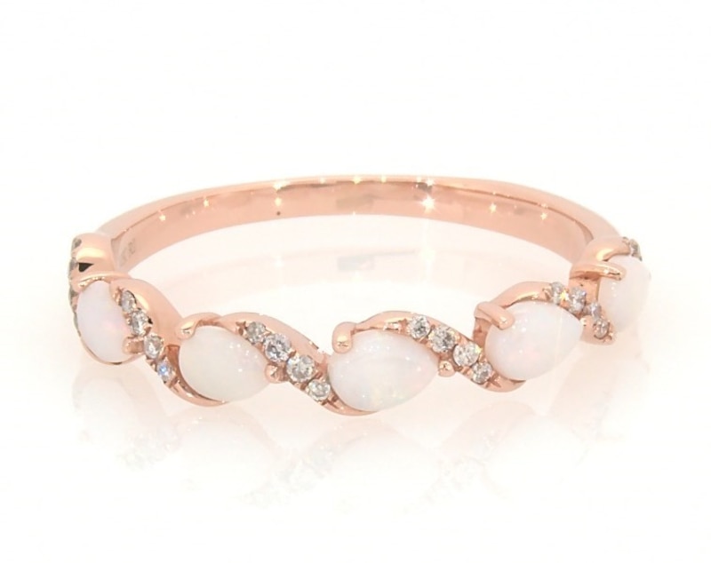 Main Image 1 of Previously Owned Ethiopian Opal & Diamond Ring 1/10 ct tw 10K Rose Gold