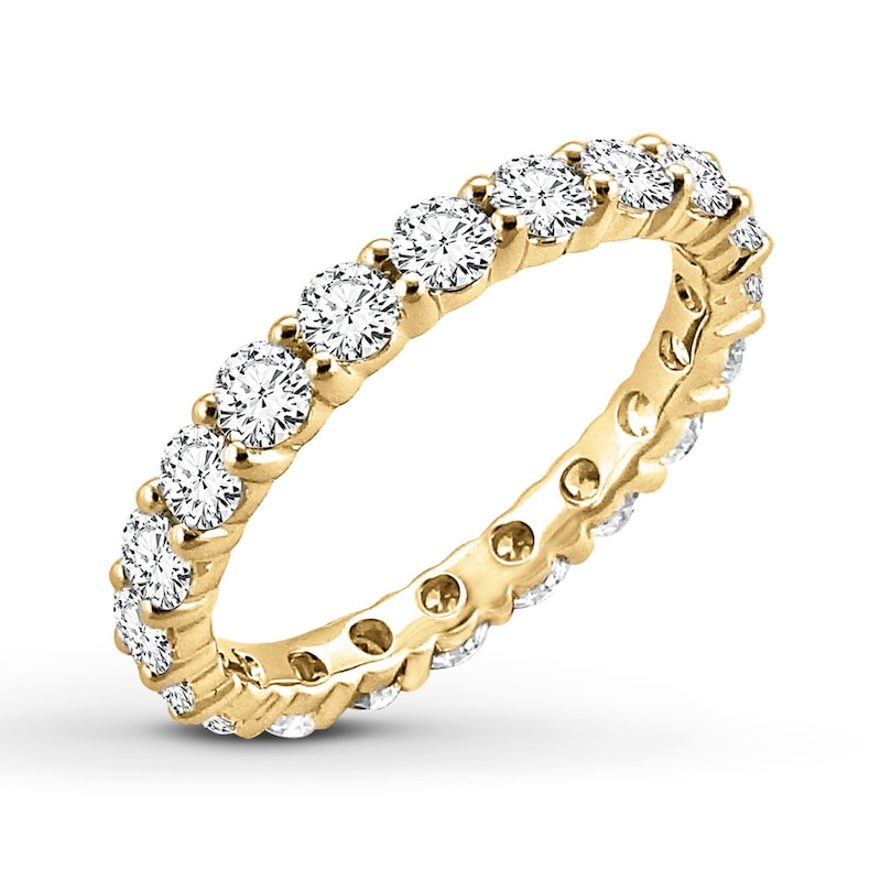 Main Image 4 of Previously Owned Diamond Eternity Anniversary Ring 2 ct tw Round-cut 14K Yellow Gold Size 6.5