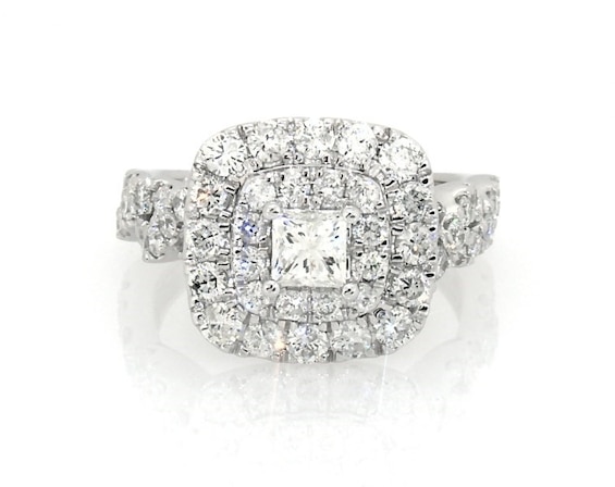 Previously Owned Diamond Engagement Ring 1-1/4 ct tw Princess/Round-Cut 14K White Gold