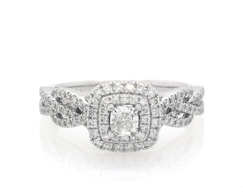 Main Image 1 of Previously Owned Neil Lane Diamond Engagement Ring 7/8 ct tw Cushion & Round-cut 14K White Gold