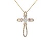 Thumbnail Image 1 of Previously Owned Diamond Cross Necklace 3/8 ct tw Round, Baguette & Princess 10K Yellow Gold 18&quot;
