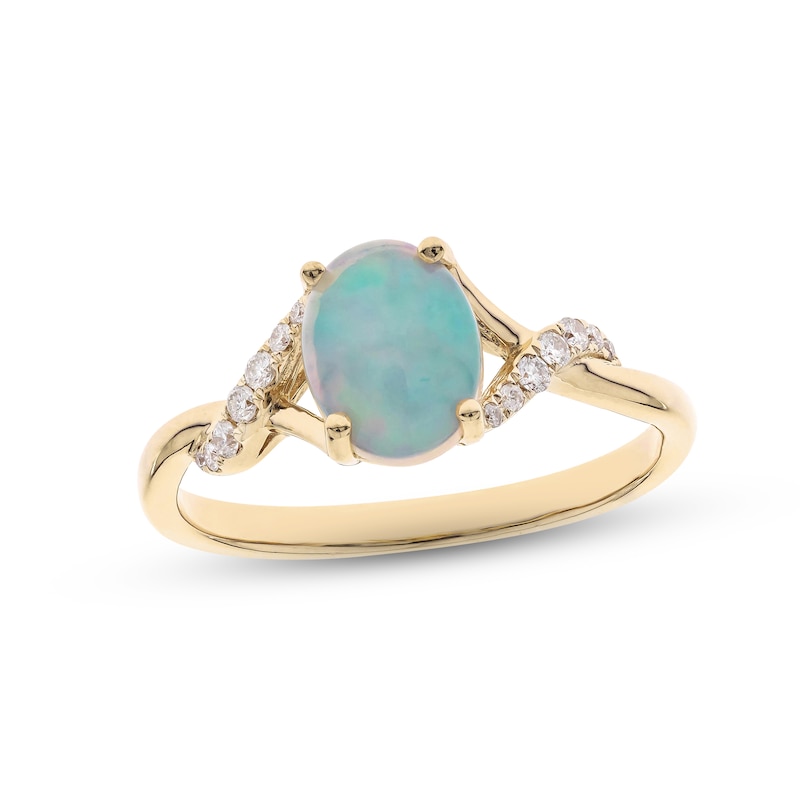 Main Image 1 of Previously Owned Opal & Diamond Ring 1/15 ct tw Round-cut 10K Yellow Gold