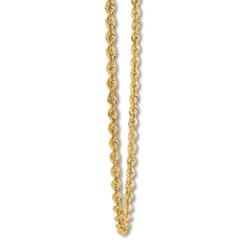 Main Image 2 of Previously Owned Rope Chain Necklace Semi-Solid 14K Yellow Gold 22"