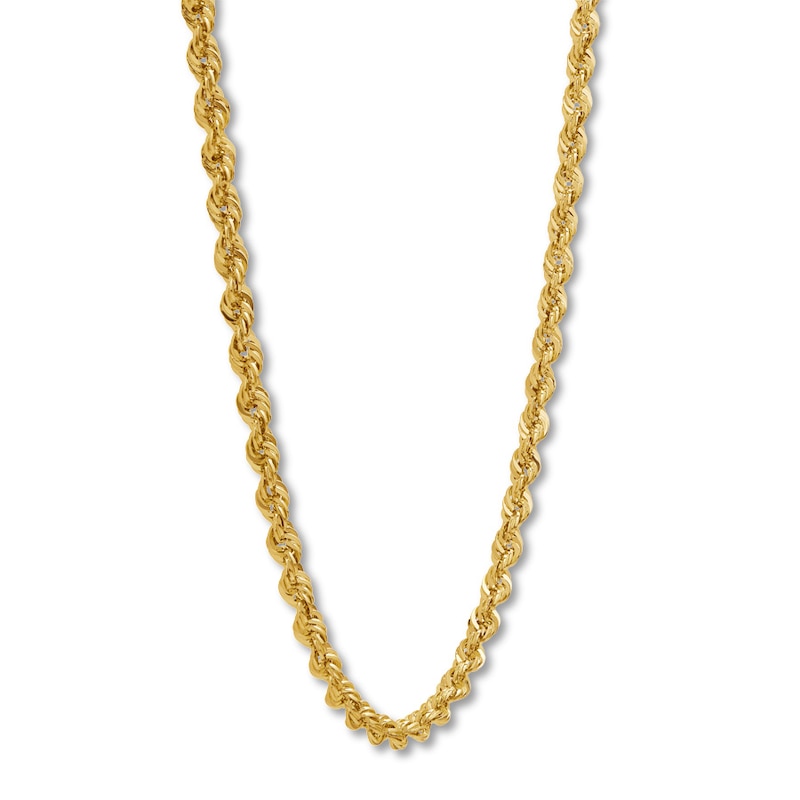 Main Image 3 of Previously Owned Rope Chain Necklace Semi-Solid 14K Yellow Gold 22"