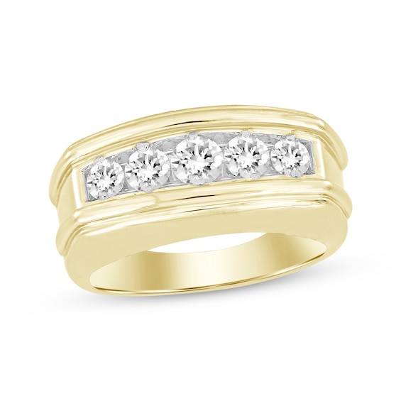 Previously Owned Men’s Round-Cut Diamond Wedding Band 1 ct tw 10K Yellow Gold