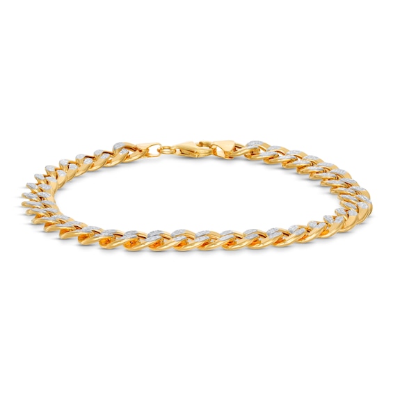 Previously Owned Semi-Solid Textured Curb Chain Bracelet 10K Yellow Gold 8.5"