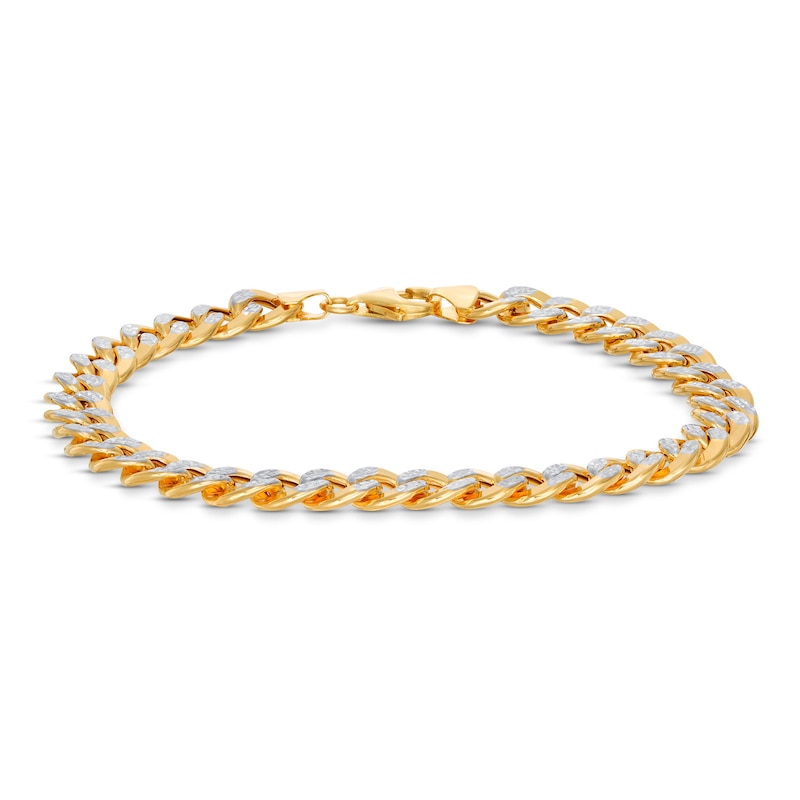 Previously Owned Semi-Solid Textured Curb Chain Bracelet 10K Yellow Gold 8.5"
