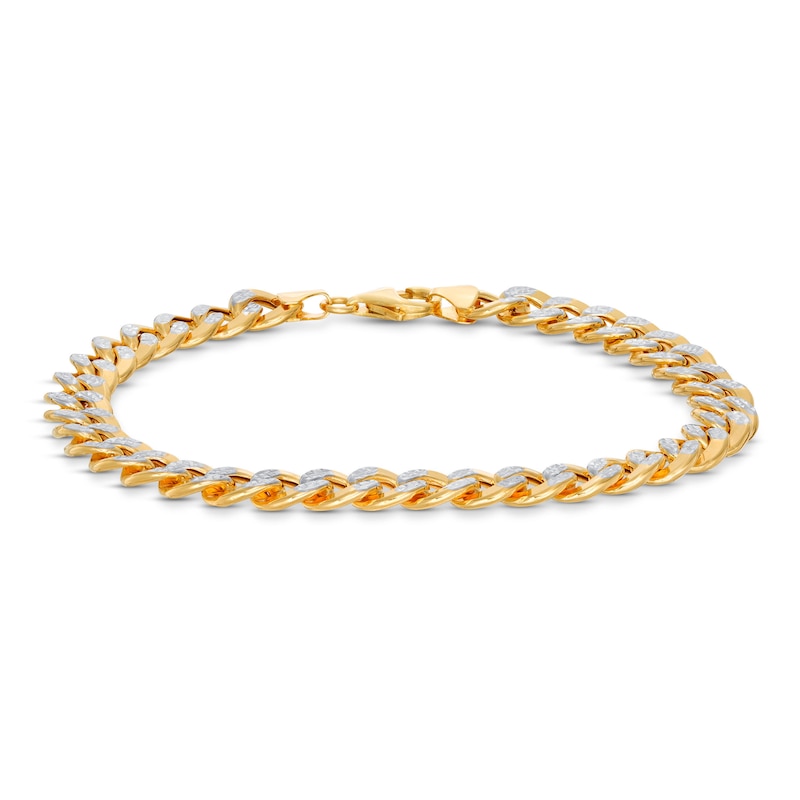 Main Image 1 of Previously Owned Textured Curb Chain Bracelet Semi-Solid 10K Yellow Gold 8.5"