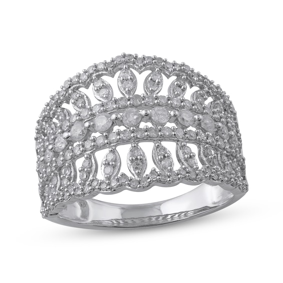 Previously Owned Diamond Scalloped Edge Ring 1 ct tw 10K White Gold