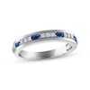 Thumbnail Image 1 of Previously Owned Men's Blue Sapphire & Diamond Wedding Band 1/5 ct tw Round-cut 10K White Gold