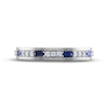 Thumbnail Image 3 of Previously Owned Men's Blue Sapphire & Diamond Wedding Band 1/5 ct tw Round-cut 10K White Gold