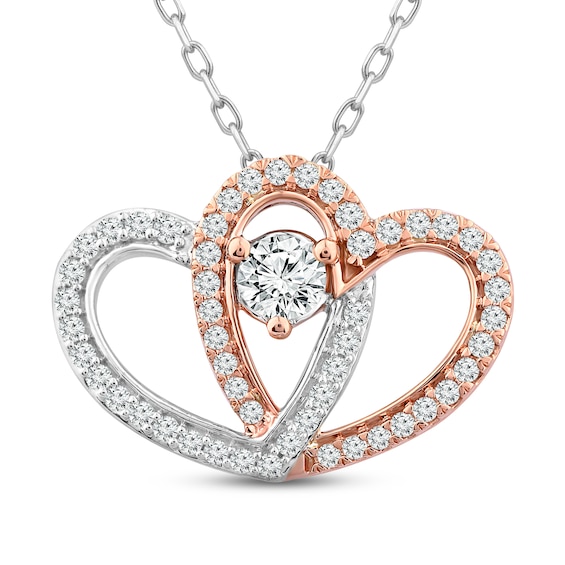 Previously Owned Diamond Heart Necklace 1/2 ct tw Round-Cut 10K Two-Tone Gold 18"