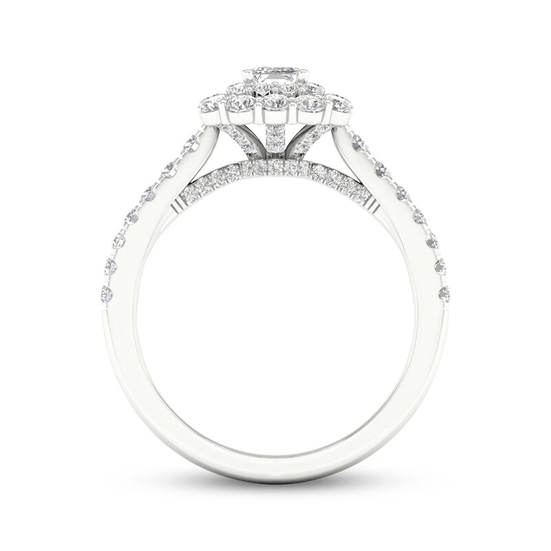 Main Image 4 of Previously Owned Emerald-Cut Diamond Engagement Ring 1-1/4 ct tw 14K White Gold