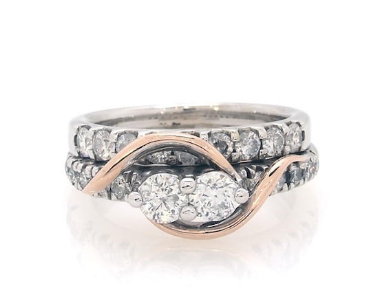 Previously Owned Round-Cut Diamond Two-Stone Ring 1-1/8 ct tw 14K Two-Tone Gold 5.75